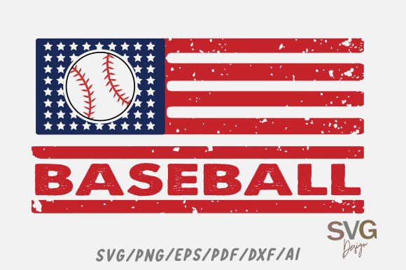 American Flag, Retro Baseball Graphics and Crafts