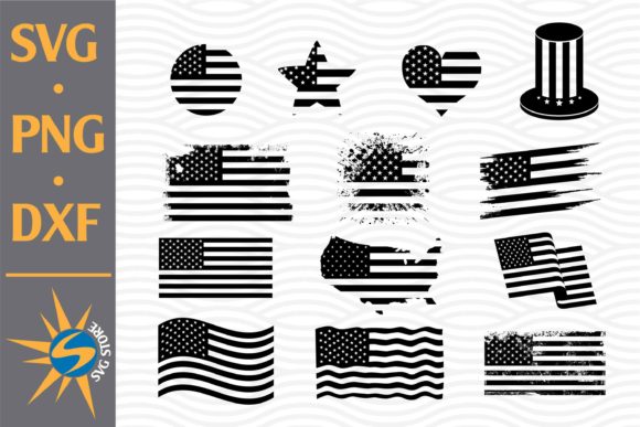 American Flag Silhouettes for Graphics and Crafts