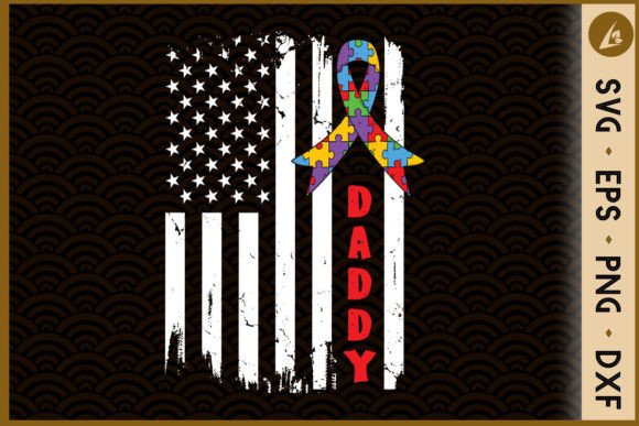 Autism Dad American Flag Vintage Graphics and Crafts
