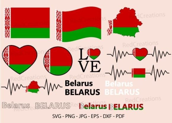 Belarus Flag Bundle Svg, Waving, Map