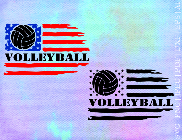 Distressed Volleyball Usa Flag Svg Graphics
