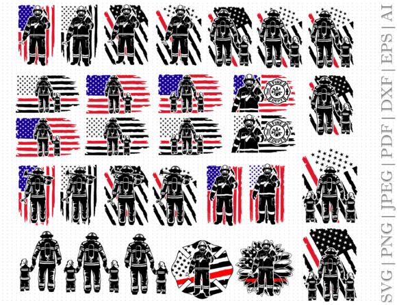 Firefighter Family Flag Bundle SVG: Graphics & Crafts