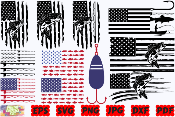 Fishing Flag SVG USA Fishing Flag SVG