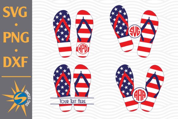 Flip Flop US Flag Monogram: Graphics for Crafts and Branding