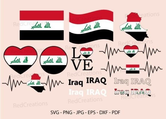 Iraq Flag Svg Bundle, Graphics and Crafts