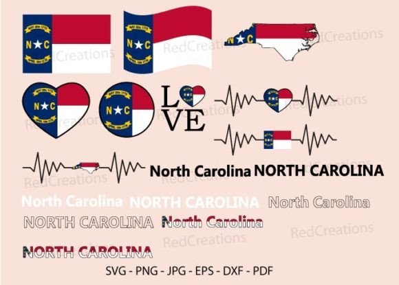 North Carolina State Flag Svg Bundle: Graphics and Crafts