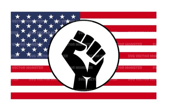 Raised Fist in American Flag Graphics and Crafts