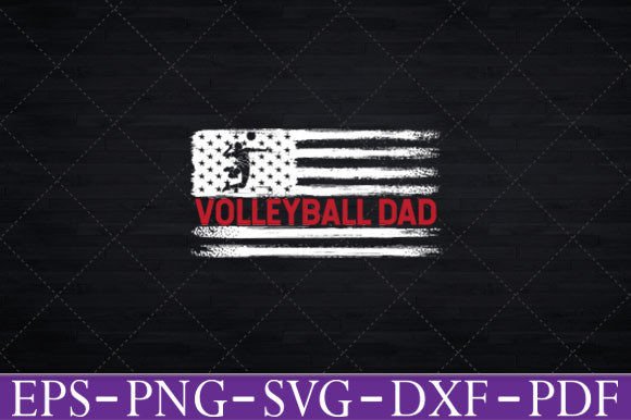 Vintage Volleyball Dad USA Flag Retro Graphics and Crafts